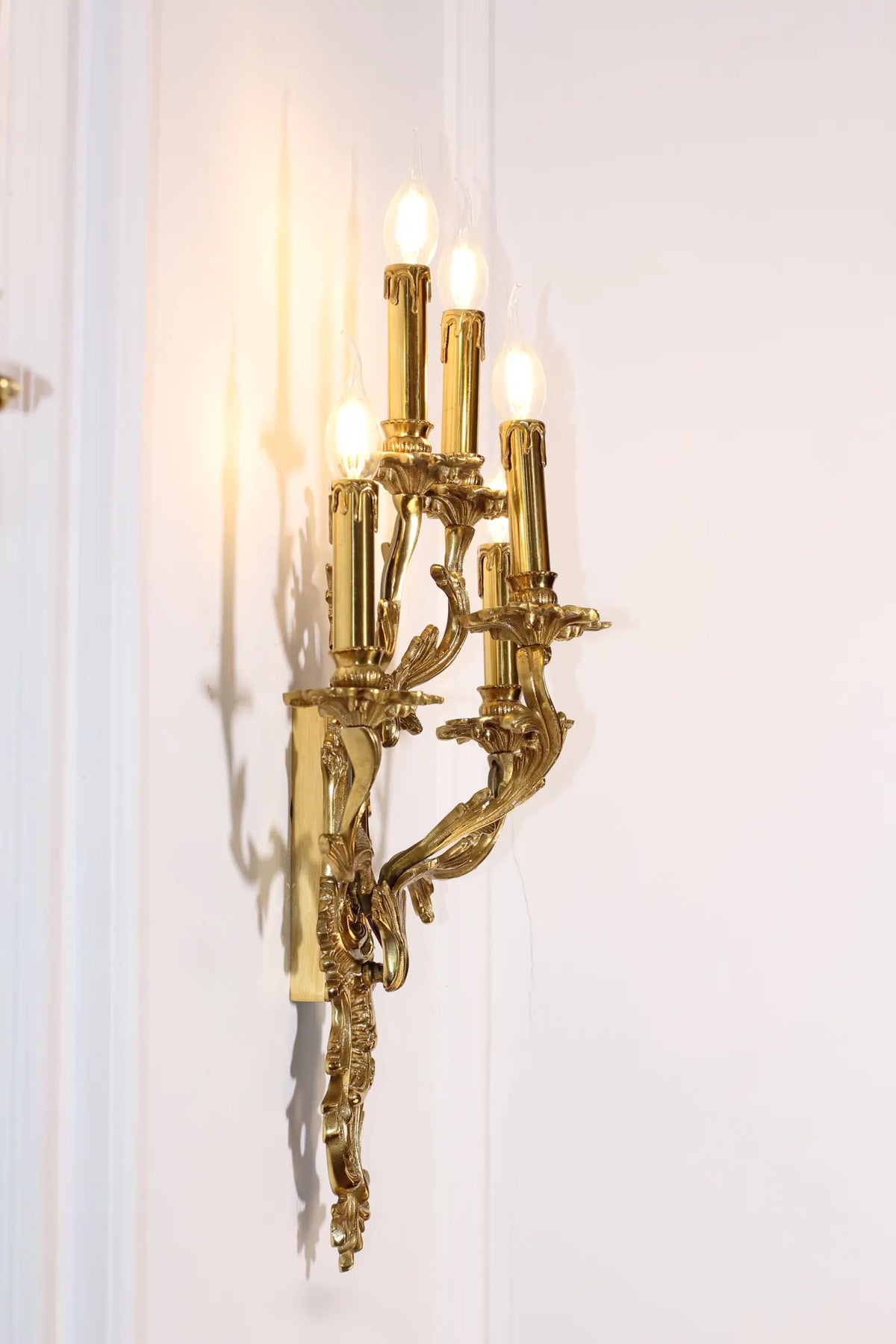 5 Lights French Retro Brass Wall Lamp Indoor Decorative Copper Wall Sconce
