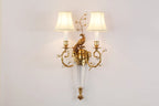 2 Lights French Retro Brass Wall Sconce Antique Bird Wall Lamp