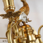 2 Lights French Retro Brass Wall Sconce Antique Bird Wall Lamp