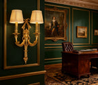 2 Lights Antique Brass Wall Lamp European Gold Sconce