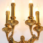 4 Lights European Retro Brass Wall Sconce Antique Angel Wall Lamp