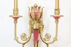 2 Lights Rococo Style Brass Wall Lamp Blue/ Pink Color