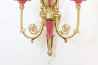 2 Lights Rococo Style Brass Wall Lamp Blue/ Pink Color