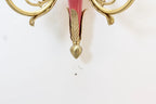2 Lights Rococo Style Brass Wall Lamp Blue/ Pink Color