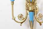 2 Lights Rococo Style Brass Wall Lamp Blue/ Pink Color