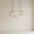 Trio chandelier with lights switched off