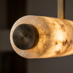 AI-generated close-up visualization of alabaster shade and brass end detail