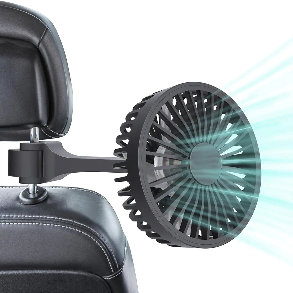 USB Car Fan for Rear Seat 3 Speed Clip Mount 61 Inch Cable for SUV RV Truck Black tilwbq