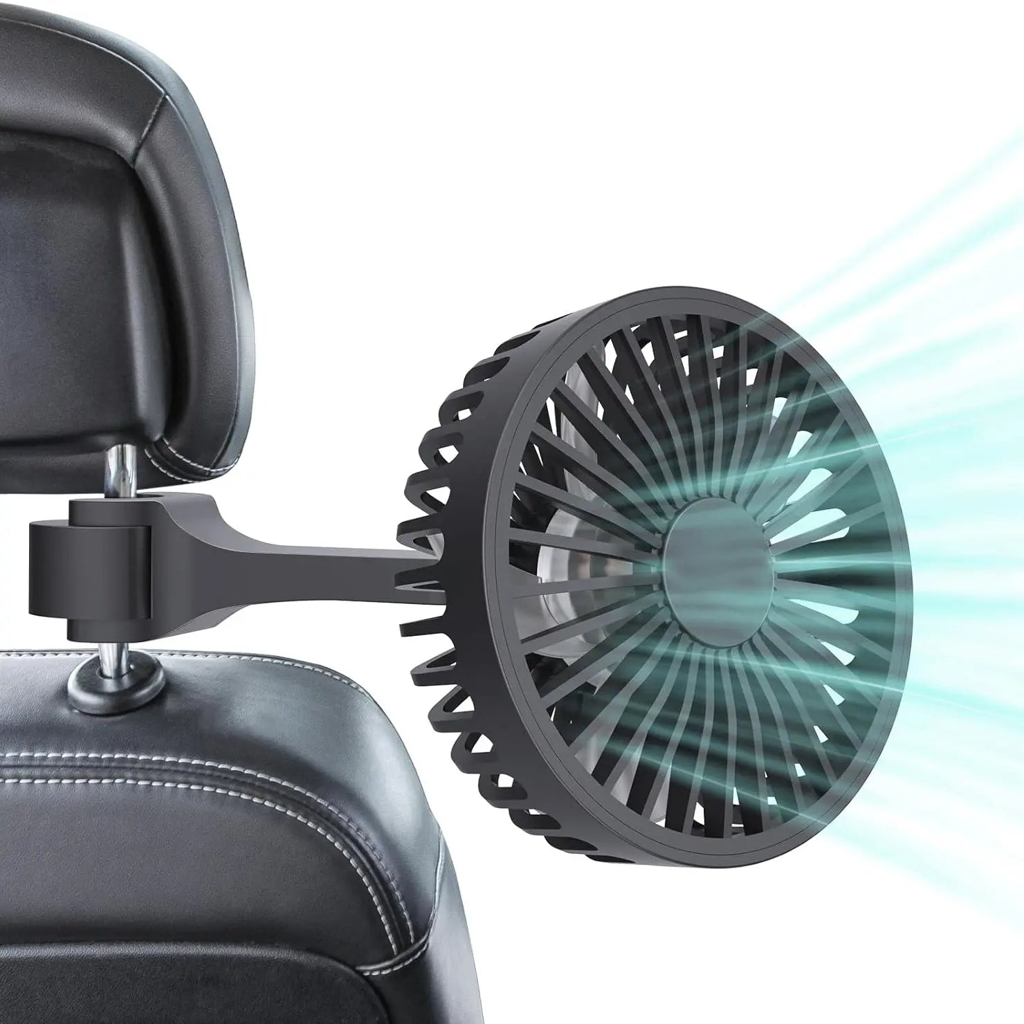 USB Car Fan for Rear Seat 3 Speed Clip Mount 61 Inch Cable for SUV RV Truck Black tilwbq