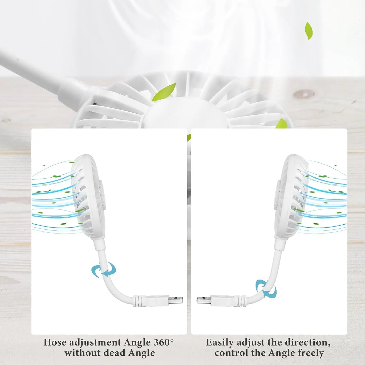 2 Pack USB Mini Gooseneck Fan 360 Degree Flexible Portable Fan for Laptop Power Bank Travel tilwbq