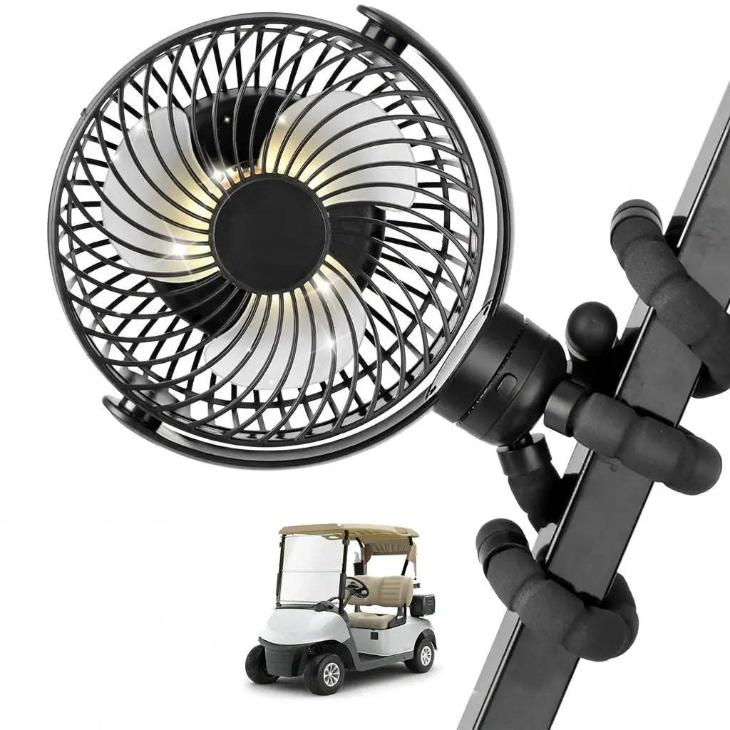 Magnetic Rechargeable Fan 10000mAh Battery 3 Speed LED Light for Golf Cart Outdoor Use tilwbq