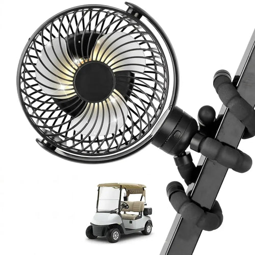 Magnetic Rechargeable Fan 10000mAh Battery 3 Speed LED Light for Golf Cart Outdoor Use tilwbq
