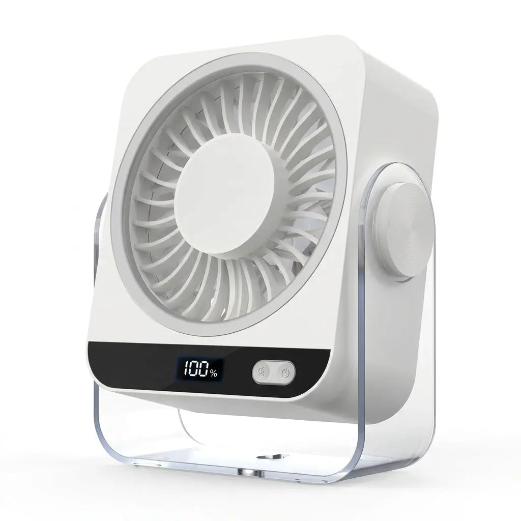 Rechargeable Desk Fan 5000mAh 199 Speed Settings LED Display 120 Tilt Quiet Beige tilwbq