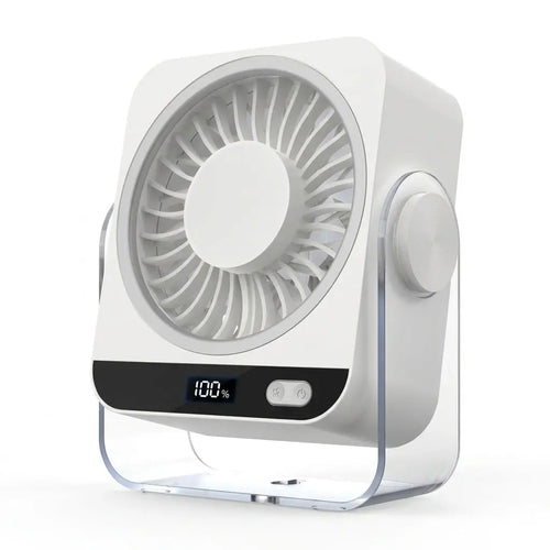 Rechargeable Desk Fan 5000mAh 199 Speed Settings LED Display 120 Tilt Quiet Beige tilwbq